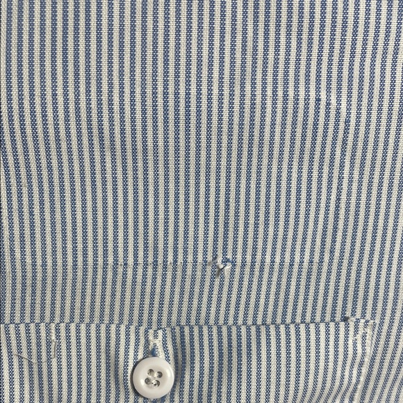 Vintage Men's Light Blue Striped Short Sleeve Button-Down Shirt - Picture 4 of 8